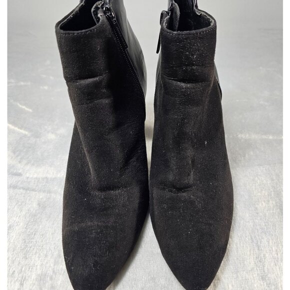 Nine West Leather and Suede Zipper Booties-Black-SZ 8M - Picture 1 of 8